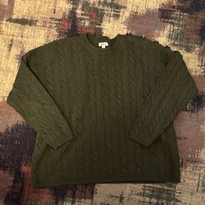 🔮 Reitmans Dark Green Cable Knit Crewneck Sweater PTP 26.5
